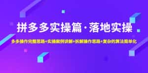 （4947期）拼多多实操篇·落地实操 完整思路+实操案例+拆解操作思路+复杂的算法简单化-优优云创网
