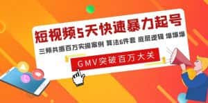 （4957期）短视频5天快速暴力起号，三频共振百万实操案例 算法6件套 底层逻辑 爆爆爆-优优云创网