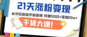 （4986期）21天精准涨粉变现干货大课：从10位粉丝开始变现 月增5000+变现20w+-优优云创网