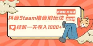 (5110期)抖音Steam撸音浪玩法 挂机一天收入1000+不露脸 不说话 不封号 社恐人群福音-优优云创网