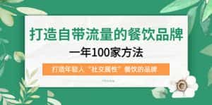 (5139期)打造自带流量的餐饮品牌:一年100家方法 打造年轻人“社交属性”餐饮的品牌-优优云创网