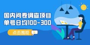 (5228期)国内问卷调查项目,单号日均100-300,操作简单,时间灵活!-优优云创网