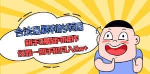 (5255期)合法且暴利的项目,新手0基础可操作,仅靠一部手机月入2w+-优优云创网