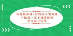 (5269期)短视频剪辑+好物分享实战课,无需拍摄一部手机做视频,快速起号实操!-优优云创网