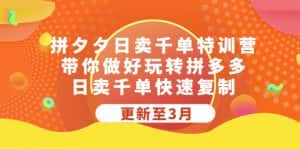 (5282期)拼夕夕日卖千单特训营,带你做好玩转拼多多,日卖千单快速复制 (更新至3月)-优优云创网