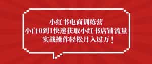 (5309期)小红书电商训练营,小白0到1快速获取小红书店铺流量,实战操作月入过万-优优云创网