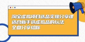 (5314期)黄岛主-淘宝虚拟项目选品实操分享课,适合新手选虚拟品的玩法 全盘分享给你-优优云创网