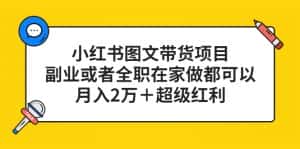 （5391期）小红书图文带货项目，副业或者全职在家做都可以，月入2万＋超级红利-优优云创网