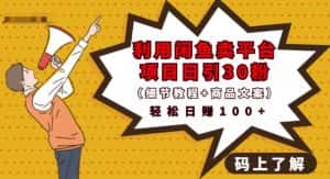 利用闲鱼卖平台项目课程资源日引流30+精准粉丝，轻松日赚100+，积累人脉可实现二次变-优优云创网