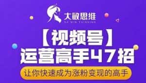 大敏思维-视频号运营高手47招,让你快速成为涨粉变现高手-优优云创网