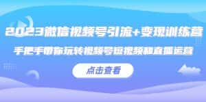 (5548期)2023微信视频号引流+变现训练营:手把手带你玩转视频号短视频和直播运营!-优优云创网
