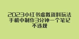 （5571期）2023小红书虚拟资料玩法，手机中制作3分钟一个笔记不违规-优优云创网