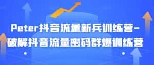 Peter抖音流量新兵训练营-破解抖音流量密码群爆训练营(新兵)-优优云创网