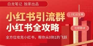 (5595期)【白龙笔记】价值980元的《小红书运营和引流课》,日引100高质量粉-优优云创网