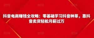 抖音电商赚钱全攻略:零基础学习抖音种草,靠抖音卖货轻松月薪过万-优优云创网