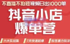 推易电商·2022年抖音小店爆单营,不直播、不拍短视频、日出1000单,暴力玩法-优优云创网