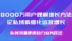 8000万用户规模增长方法论私域精细化运营增长,私域流量硬课助力业务跃迁-优优云创网