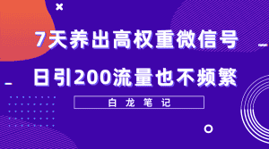 （5630期）7天养出高权重微信号，日引200流量也不频繁，方法价值3680元-优优云创网