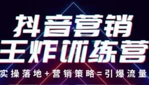 抖音营销王炸训练营，实操落地+营销策略=引爆流量（价值8960元）-优优云创网
