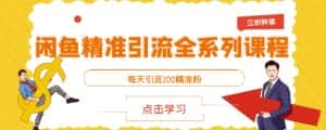 闲鱼精准引流全系列课程,每天引流100精准粉【视频课程】-优优云创网