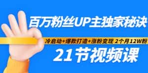 百万粉丝UP主独家秘诀:冷启动+爆款打造+涨粉变现2个月12W粉(21节视频课)-优优云创网