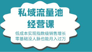 16堂私域流量池经营课:低成本实现指数级销售增长,零基础没人脉也能月入过万-优优云创网