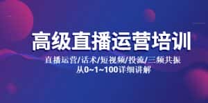 (5735期)高级直播运营培训 直播运营/话术/短视频/投流/三频共振 从0~1~100详细讲解-优优云创网