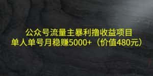 公众号流量主暴利撸收益项目,单人单号月稳赚5000+(价值480元)-优优云创网