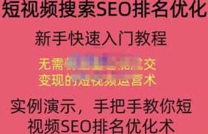 宋老师·短视频搜索SEO优化,教你10分钟创作一个短视频,三天排名上第一-优优云创网