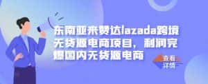 东南亚来赞达lazada跨境无货源电商项目，利润完爆国内无货源电商-优优云创网