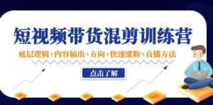 短视频带货混剪训练营：底层逻辑+内容输出+方向+快速涨粉+直播方法-优优云创网