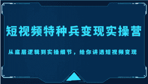 短视频特种兵变现实操营,从底层逻辑到实操细节,给你讲透短视频变现(价值2499元)-优优云创网