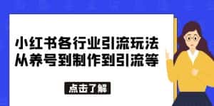 (5852期)小红书各行业引流玩法,从养号到制作到引流等,一条龙分享给你-优优云创网