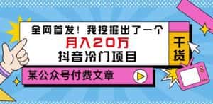 老古董说项目:全网首发!我挖掘出了一个月入20万的抖音冷门项目(付费文章)-优优云创网