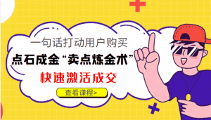 点石成金“卖点炼金术”一句话打动用户购买,快速激活成交!-优优云创网