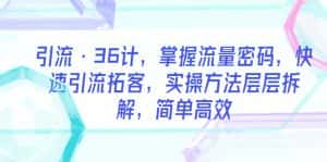 (5899期)引流·36计,掌握流量密码,快速引流拓客,实操方法层层拆解,简单高效-优优云创网