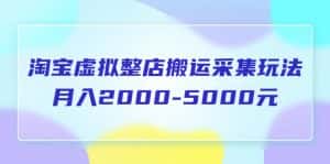 （5931期）淘宝虚拟整店搬运采集玩法分享课：月入2000-5000元（5节课）-优优云创网