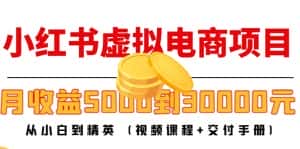 小红书虚拟电商项目:从小白到精英 月收益5000到30000 (视频课程+交付手册)-优优云创网