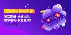 短视频带货特训营(11+12+13期)听话照做-快速出单-简单暴利-收益巨大!-优优云创网