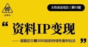 资料IP变现，能稳定日赚3000起的持续性盈利玩法-优优云创网