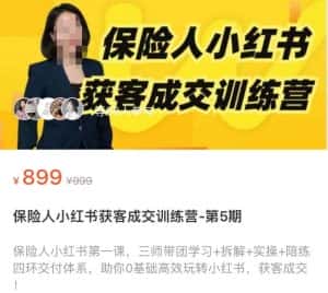 保险人小红书获客成交训练营,0基础高效玩转小红书,可复制的获客成交之路-优优云创网