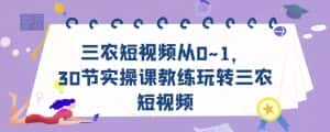 三农短视频从0~1,30节实操课教练玩转三农短视频-优优云创网