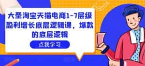 大圣淘宝天猫电商1-7层级盈利增长底层逻辑课,爆款的底层逻辑-优优云创网