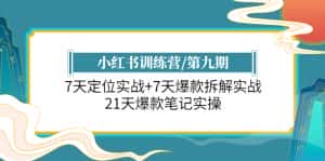 (6016期)小红书训练营/第九期:7天定位实战+7天爆款拆解实战,21天爆款笔记实操-优优云创网