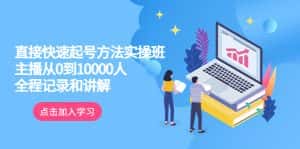 (6027期)真正的直接快速起号方法实操班:主播从0到10000人的全程记录和讲解-优优云创网