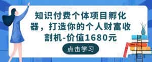 知识付费个体项目孵化器，打造你的个人财富收割机-价值1680元-优优云创网