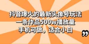 (6064期)抖音爆火的最新头像号玩法,一条作品500w播放量,手机可做,适合小白-优优云创网