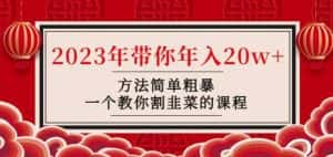 韭菜-联盟·2023年带你年入20w+方法简单粗暴,一个教你割韭菜的课程-优优云创网