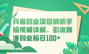（6144期）抖音创业项目解析手绘视频详解，引流精准创业粉日100+-优优云创网