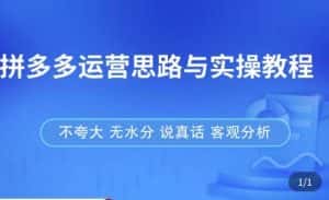 拼多多店铺运营思路与实操教程,快速学会拼多多开店和运营,少踩坑,多盈利-优优云创网